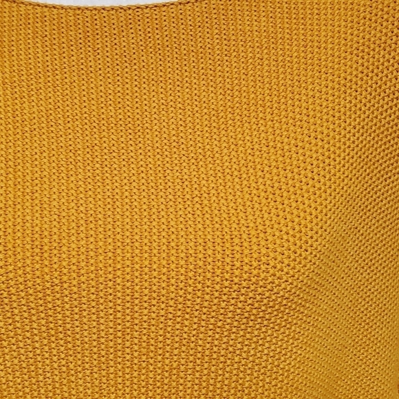FRENCH Connection Mustard Yellow Waffle Knit Oversized Boatneck Cropped Sweater - Picture 5 of 13